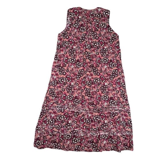 Faherty Isha Midi Dress Linen Blend Pink Rose Desert Bloom Floral Sleeveless M - Picture 4 of 13